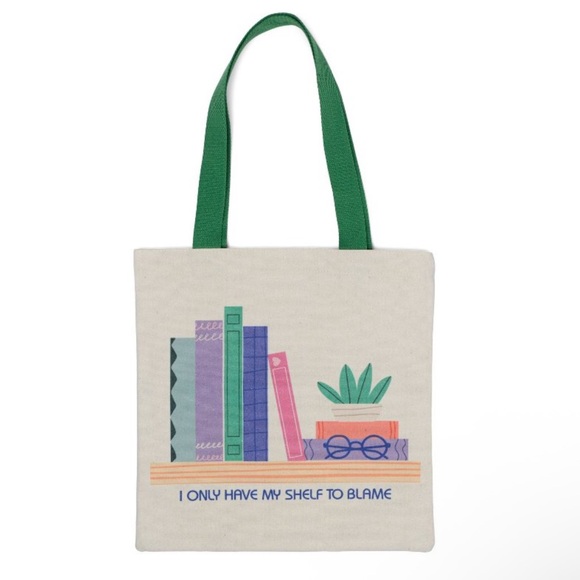 Handbags - Canvas Book Lovers Tote Bag - I Only Have My Shelf To Blame - NWT